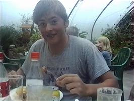 Luke enjoys his hot meal at the Applecross Campsite, 46.3 miles from Ratagan, somewhere around 9.30pm
